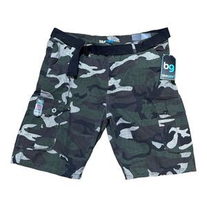 Bluegear Mens Camo Cargo Shorts Size 40 With Belt & Cell Pocket Cotton/Polyester